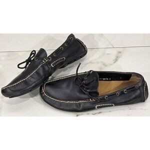 Polo Ralph Lauren Roland II Driving Mocs Black Leather Slip On Loafer Shoe 11.5D
